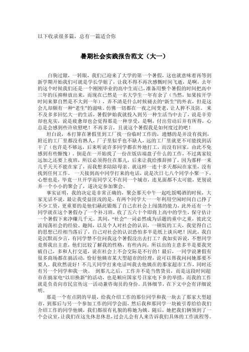 2012大学生暑假社会实践报告范文--优秀多篇合集