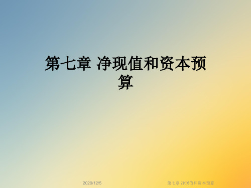 第七章 净现值和资本预算