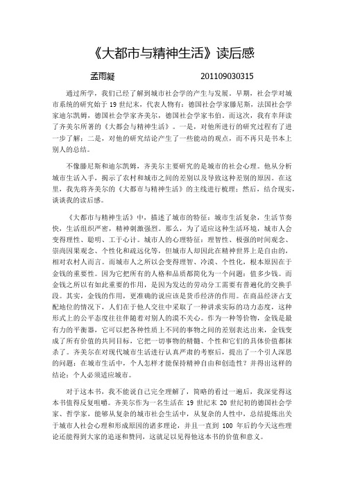 大都市与精神世界读后感