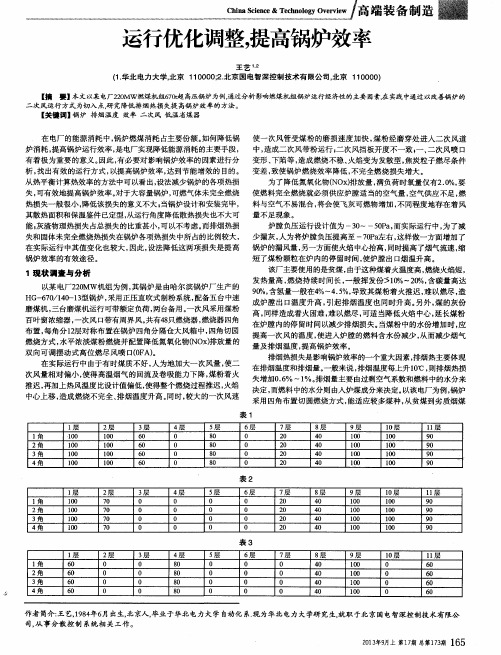 运行优化调整,提高锅炉效率