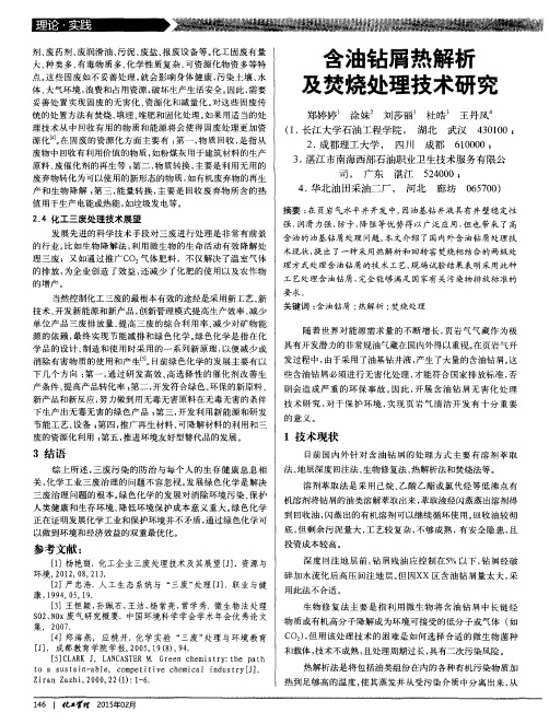 含油钻屑热解析及焚烧处理技术研究
