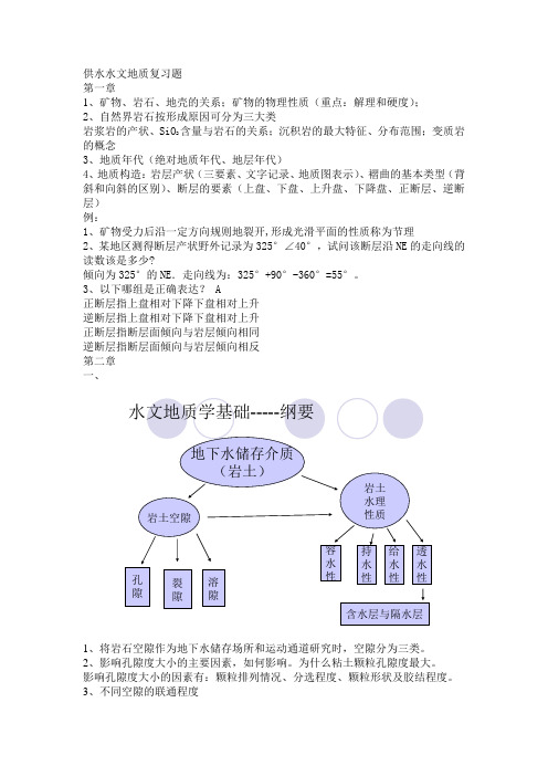 供水水文地质总结及习题
