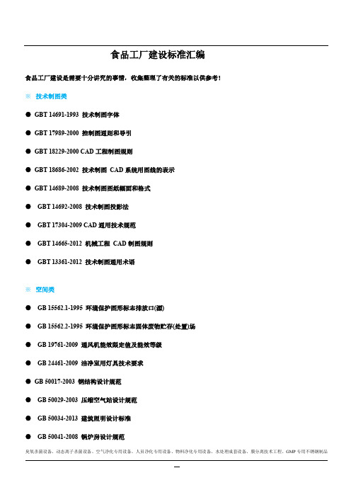 食品工厂建设标准汇编