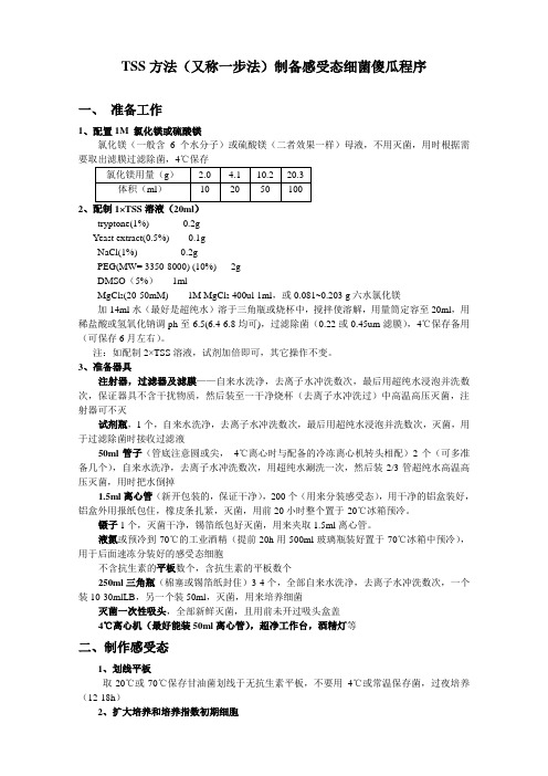 TSS方法制备感受态细胞