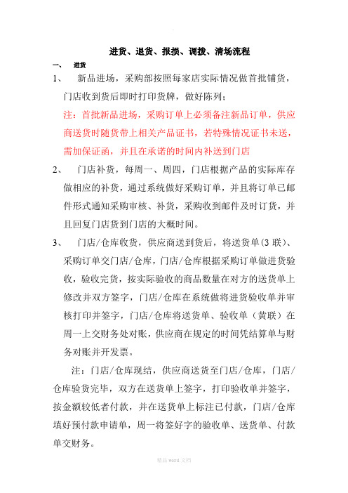 进货、退货流程