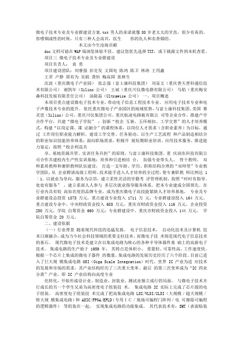 微电子技术专业及专业群建设方案