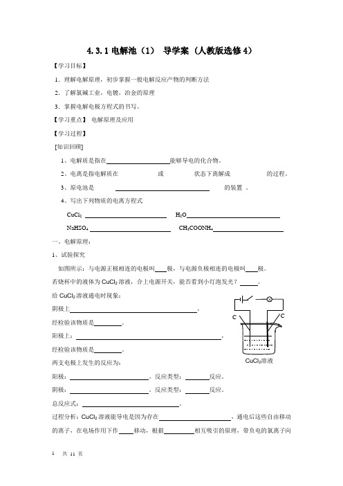 4.3.电解池 学案 (学生用)