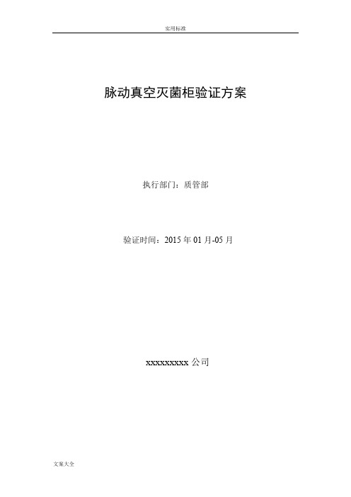 脉动真空灭菌柜验证方案设计(质检室)
