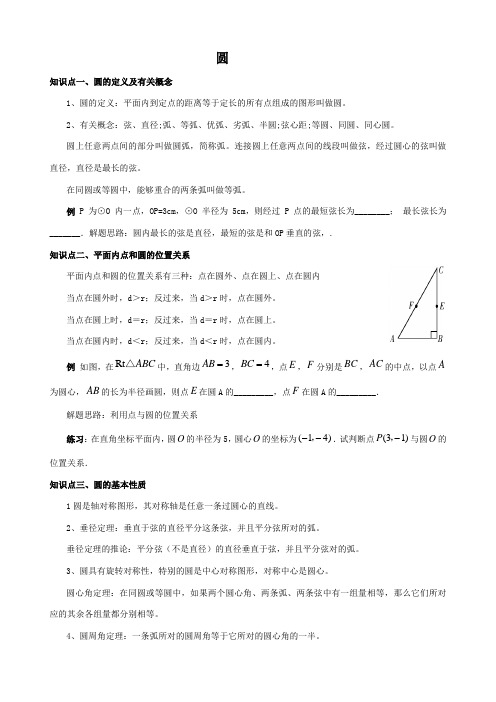 中考数学圆知识点精讲