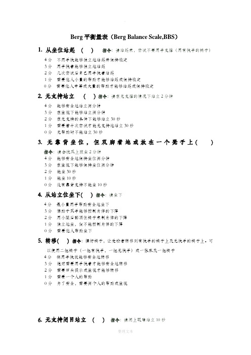 Berg平衡量表评分标准