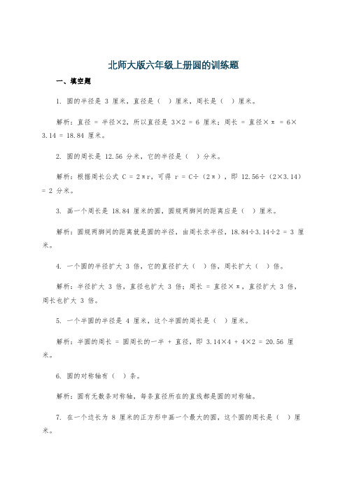 北师大版六年级上册圆的训练题