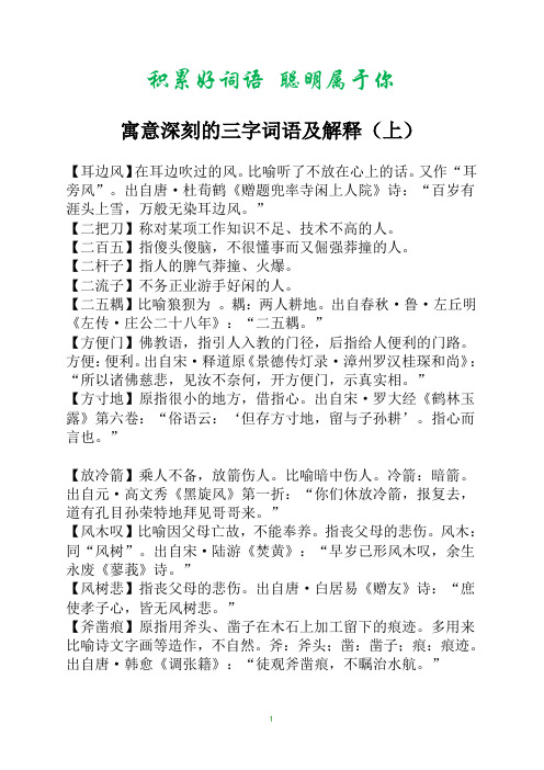 寓意深刻的三字词语及解释(下)