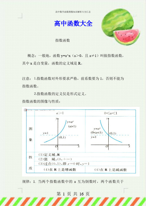 高中数学函数图像知识解析大全汇总