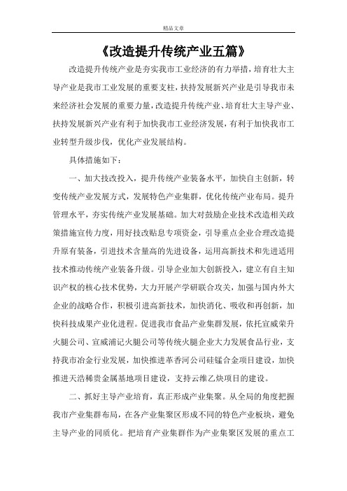 《改造提升传统产业五篇》