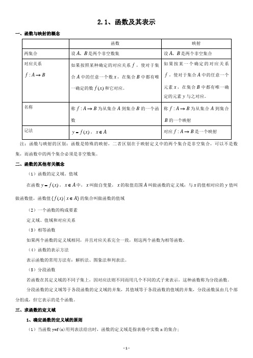 高一数学 函数知识点