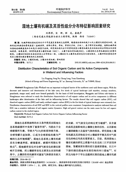 湿地土壤有机碳及其活性组分分布特征影响因素研究