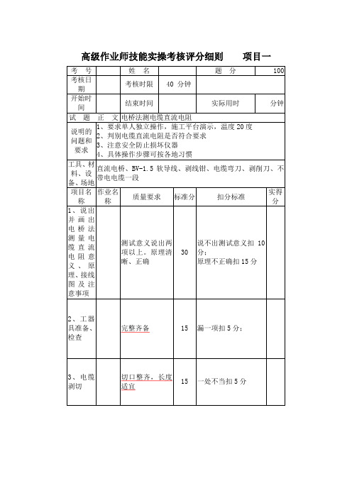 配电电缆实际操作(高级作业师)
