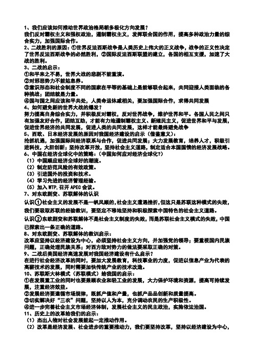 九年级历史启示汇总