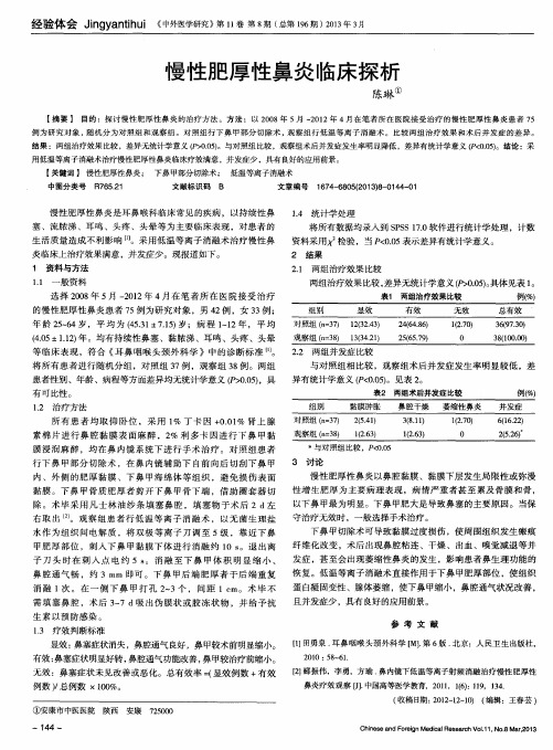 慢性肥厚性鼻炎临床探析