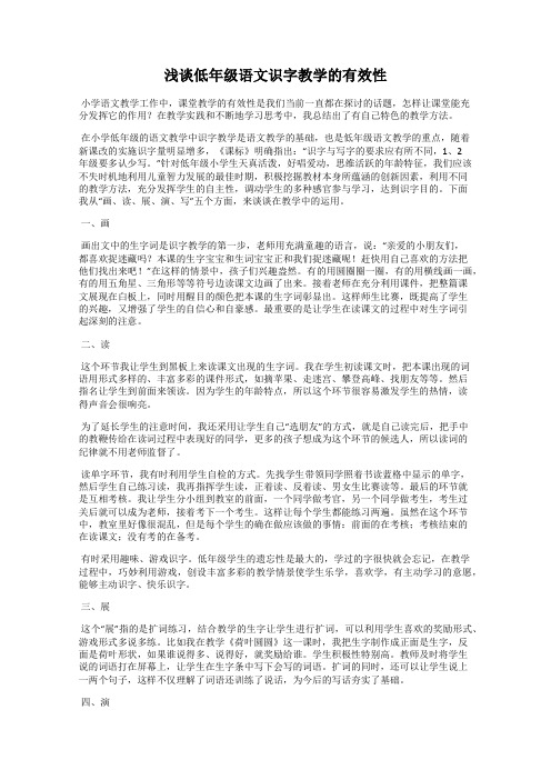 浅谈低年级语文识字教学的有效性