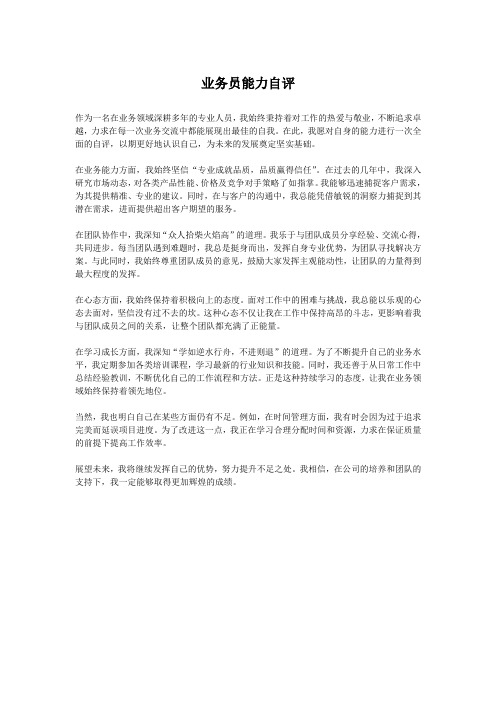 业务员能力自评