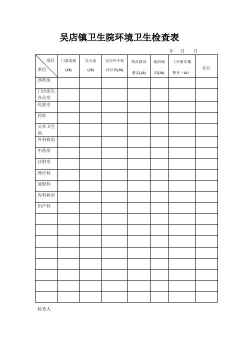 办公室环境卫生检查表