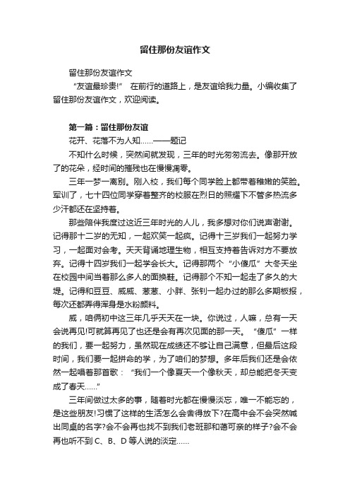 留住那份友谊作文