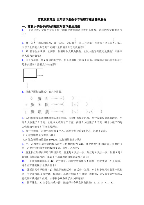 苏教版新精选 五年级下册数学专项练习题含答案解析