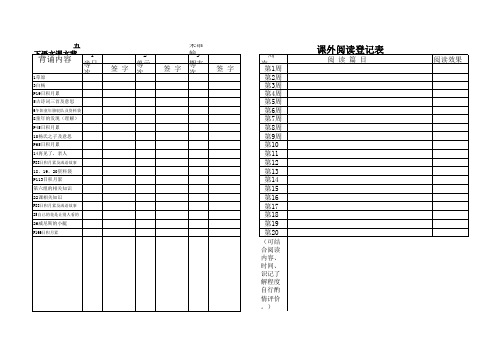 五下背诵检查登记表