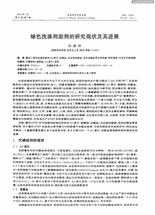 绿色洗涤剂助剂的研究现状及其进展