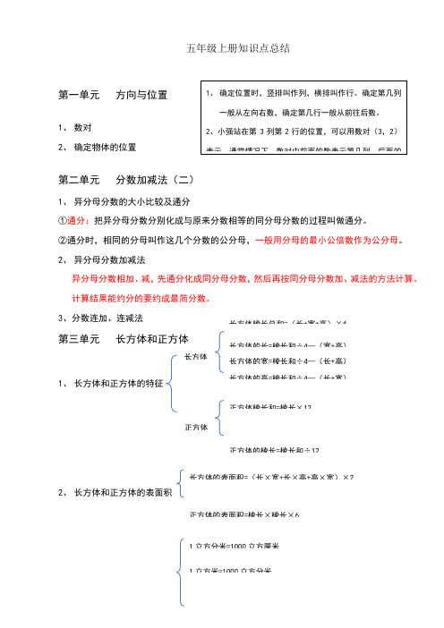 制青岛版五年级数学上知识点总结