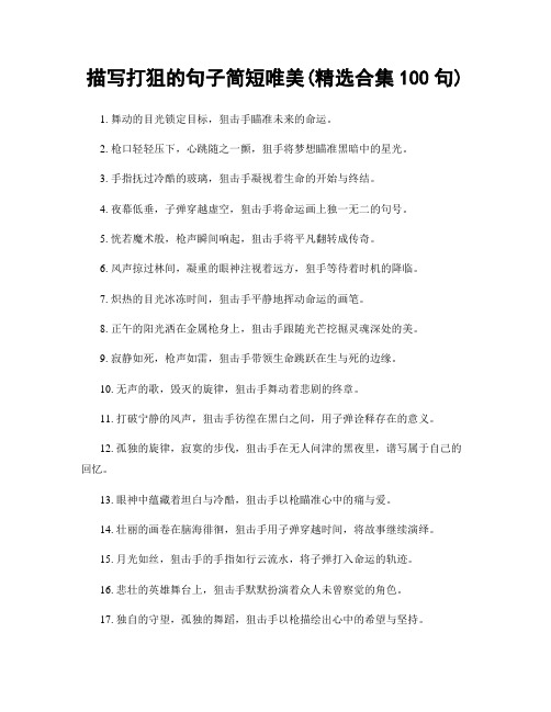 描写打狙的句子简短唯美(精选合集100句)