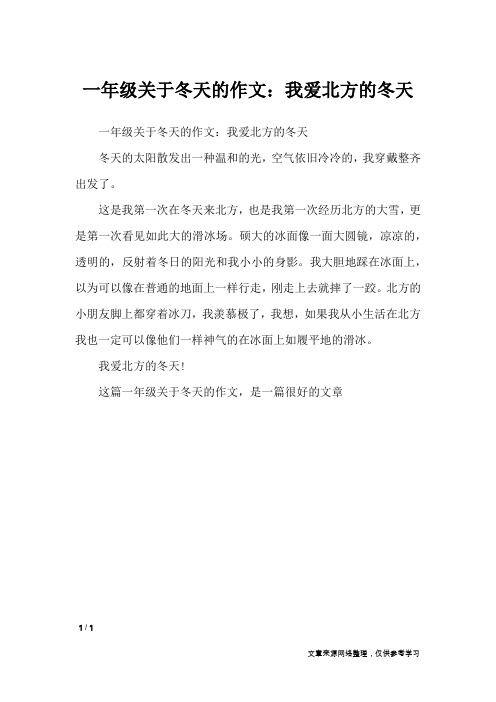 一年级关于冬天的作文：我爱北方的冬天_小学作文