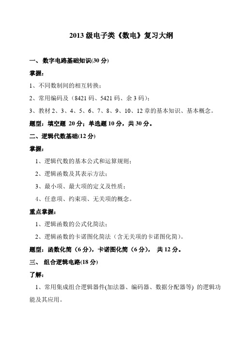 13级数字电路复习大纲+(1)