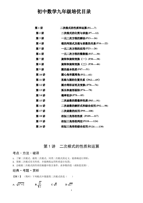 初中数学九年级培优教程整理(全)