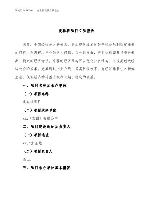 皮鞋机项目立项报告