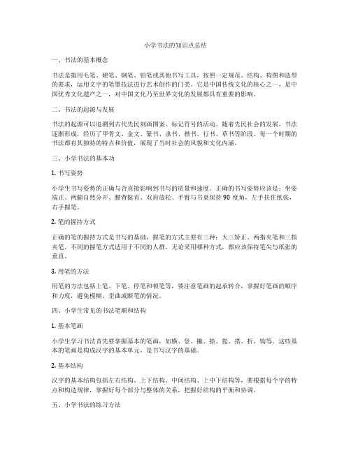 小学书法的知识点总结