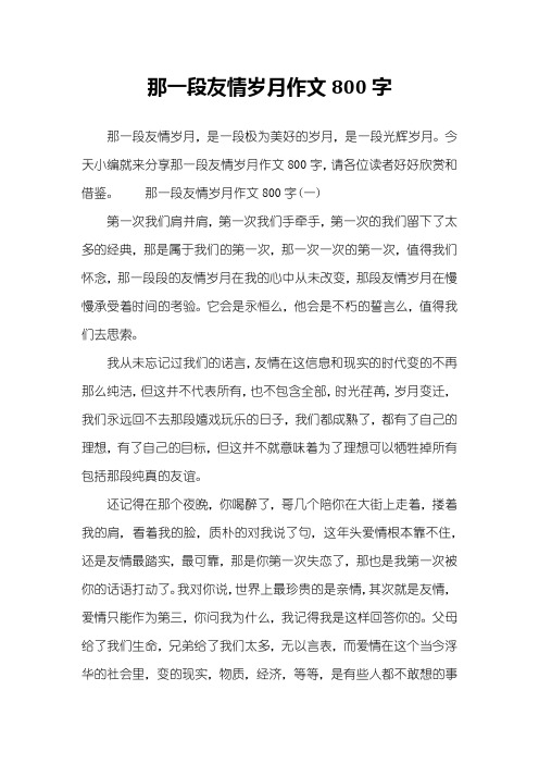 那一段友情岁月作文800字