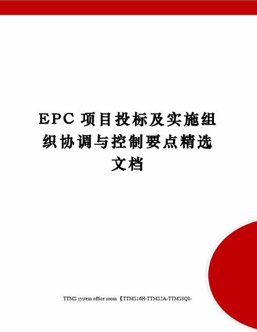 EPC项目投标及实施组织协调与控制要点精选文档