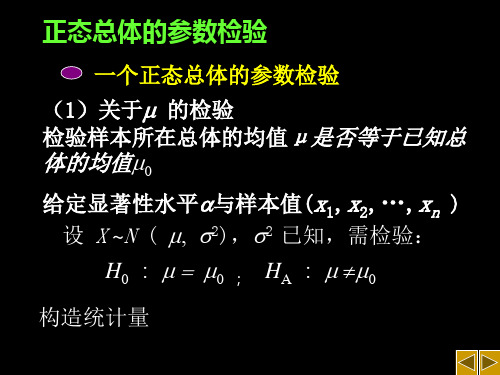 正态总体的参数检验简单总结