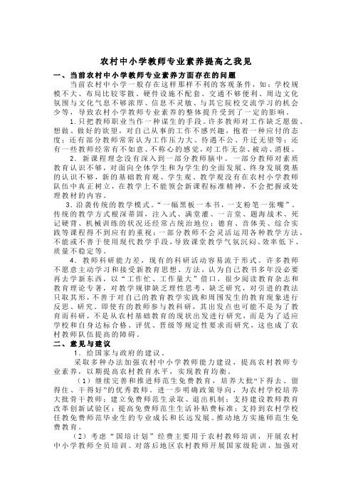 农村中小学教师专业素养提高之我见