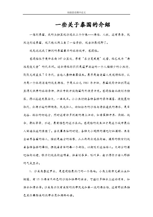 初级泰语选修课论文