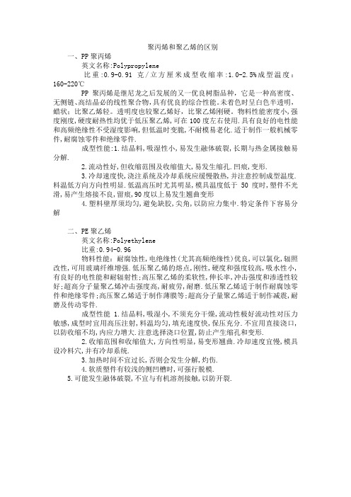 聚丙烯和聚乙烯的区别