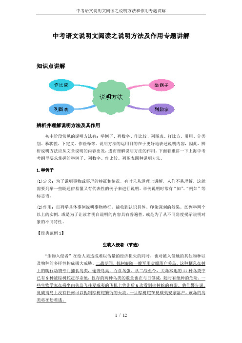 中考语文说明文阅读之说明方法和作用专题讲解