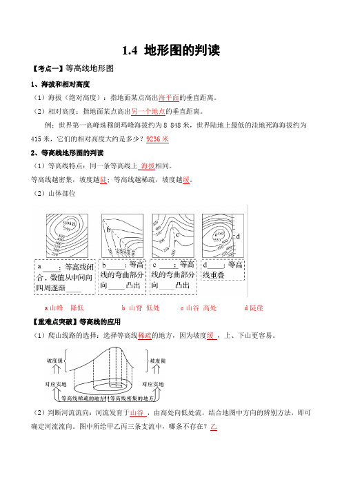 14地形图的判读(晨读版)-2023-2024学年七年级地理上册必备知识梳理(人教版)