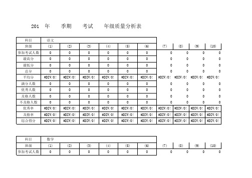 小学考试成绩质量分析表(自动低)