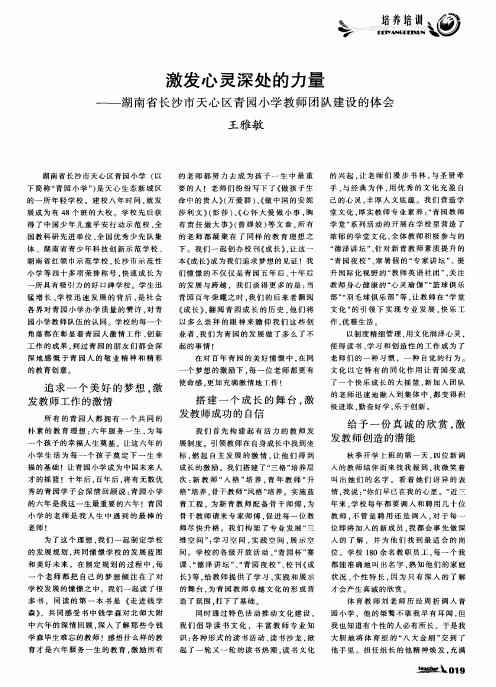 激发心灵深处的力量--湖南省长沙市天心区青园小学教师团队建设的体会