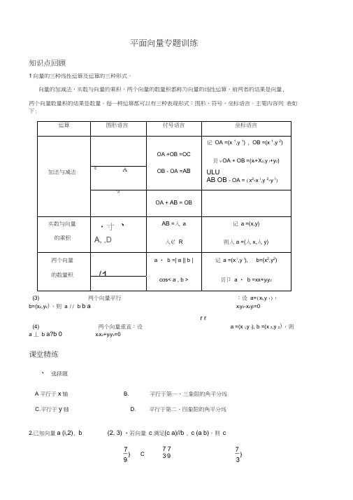 平面向量专项训练(含答案)