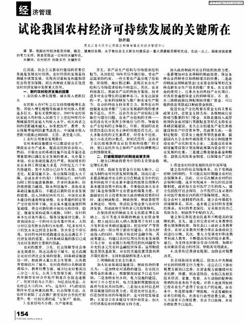 试论我国农村经济可持续发展的关键所在