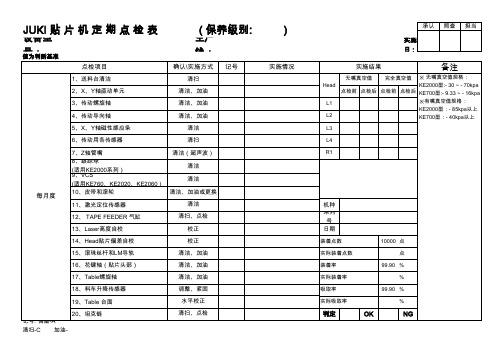 JUKI 贴片机定期点检表